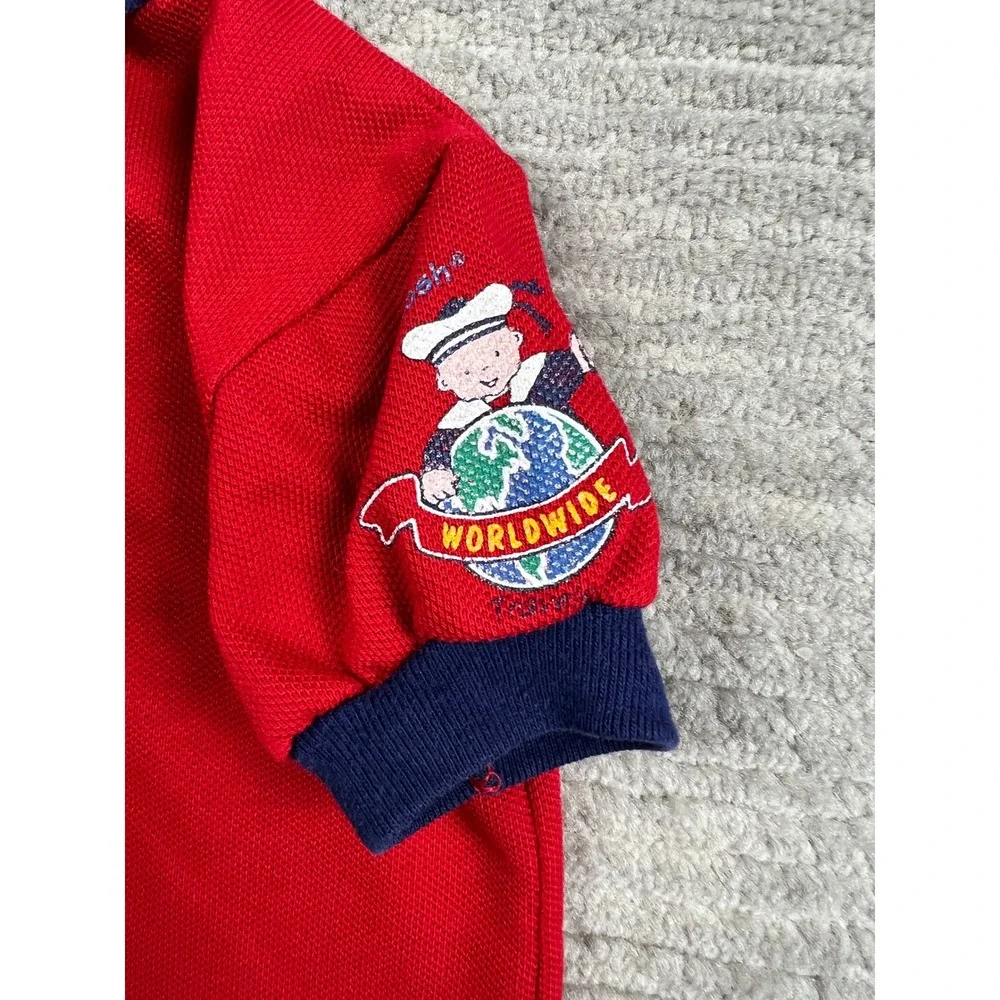 OshKosh Polo Shirt Unisex 24M Red Vintage B'gosh S/S Nautical‎ Sailor USA